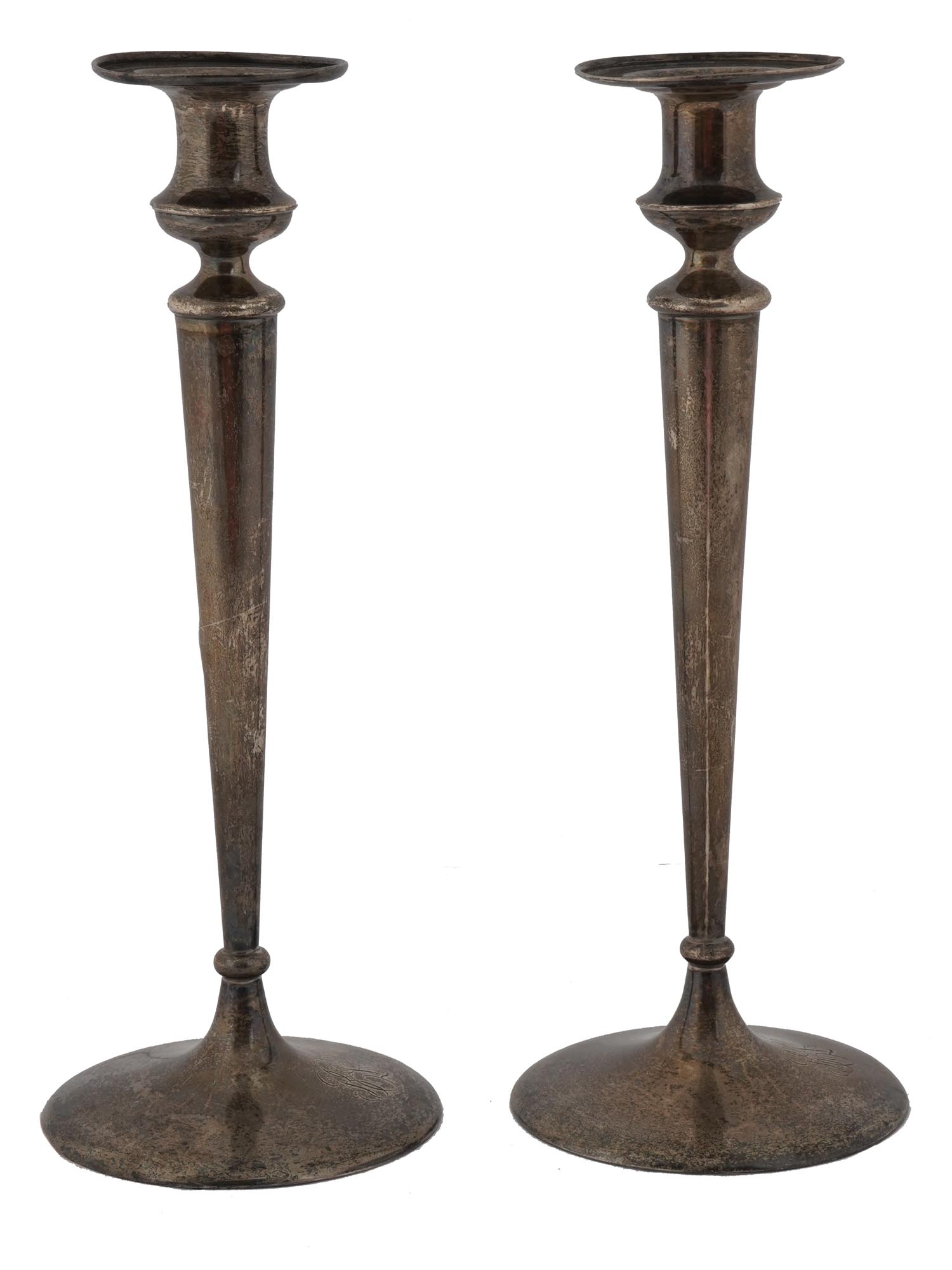 PAIR OF STERLING SILVER CANDLE HOLDERS BY SHREVE PIC-1